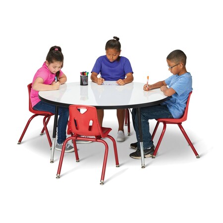 Jonti-Craft Berries Round Dry Erase Table, 48 in. Diameter, E-height, Write-n-Wipe/Black/Black 6433JCE420